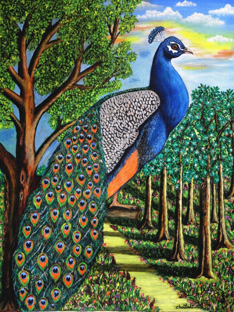 The Peacock-The National Bird of India Painting by Chaitali Maji ...