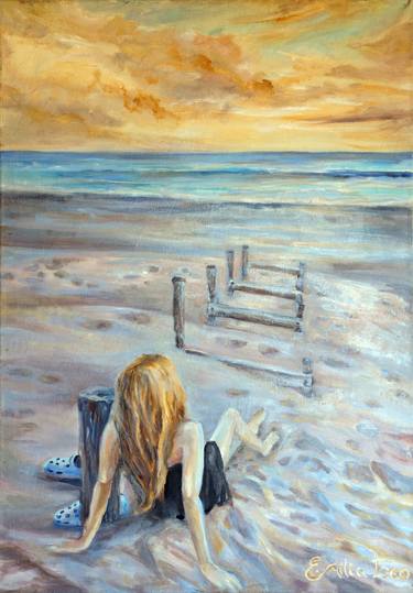 Original Figurative Beach Paintings by Emilia Leo