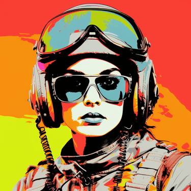 Skybound Elegance: A Pop Art Aviator's Soar 2 thumb