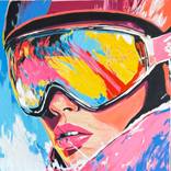 SKIING FASHION WOMAN IN PINK by Poptonicart Claudia Sauter-Steiger