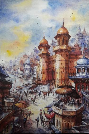 Original Fine Art Cities Paintings by SHUBHASHIS MANDAL