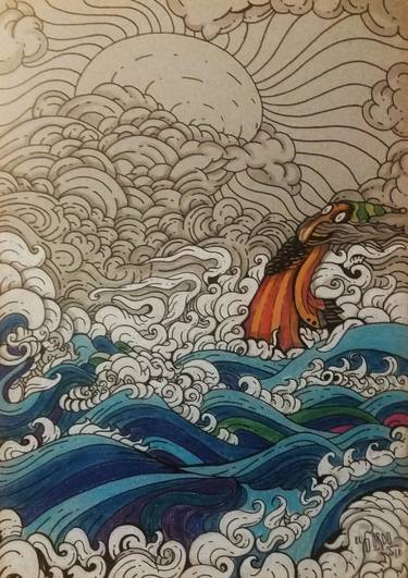 Original Surrealism Seascape Drawings by El Gordo