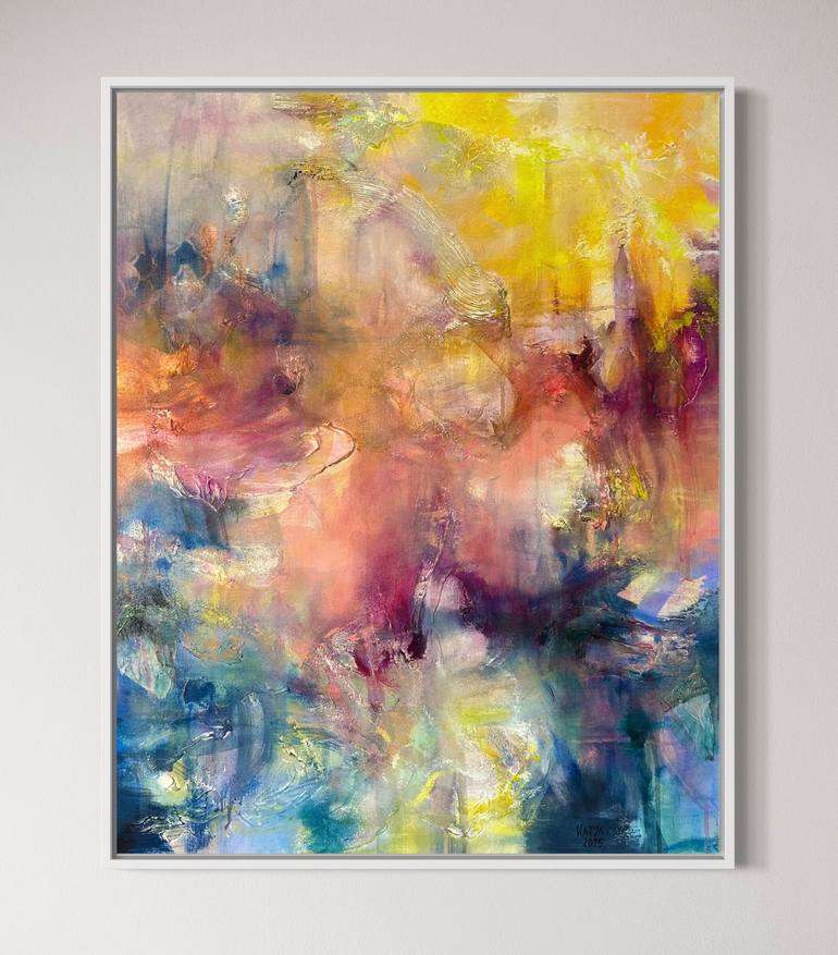 Original Abstract Painting by Katja Wittmer | Abstract Expressionism Art on Canvas | Life at the lake