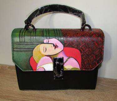 Hand Painted Reproduction of Pablo Picasso"The Dream" on Handbag thumb