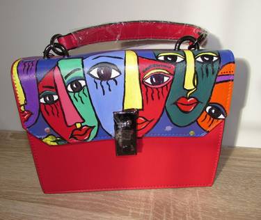 Artistic Hand-Painted Red Bag for a Unique Look thumb