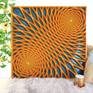 Complete view of 3D coloured wood wall sculpture.
