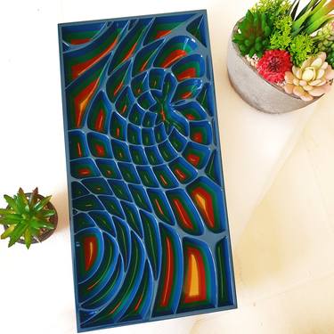 Tyche - 3D Coloured Wood Wall Sculpture thumb