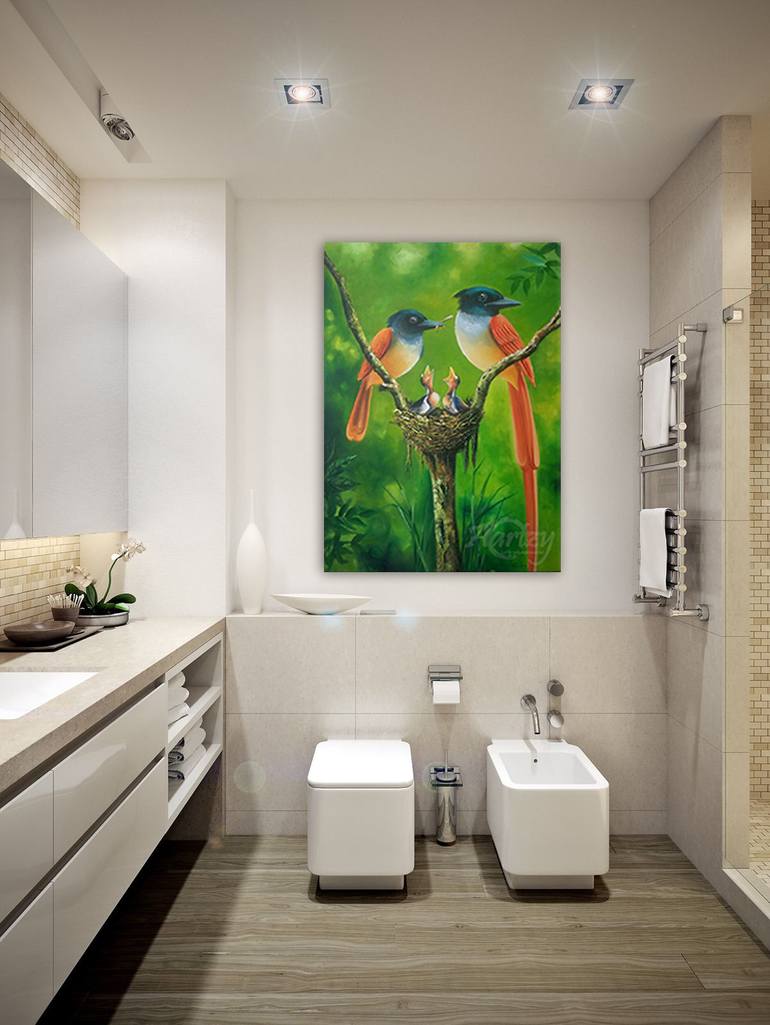 Original Art Deco Nature Painting by Wasantha Ranjan