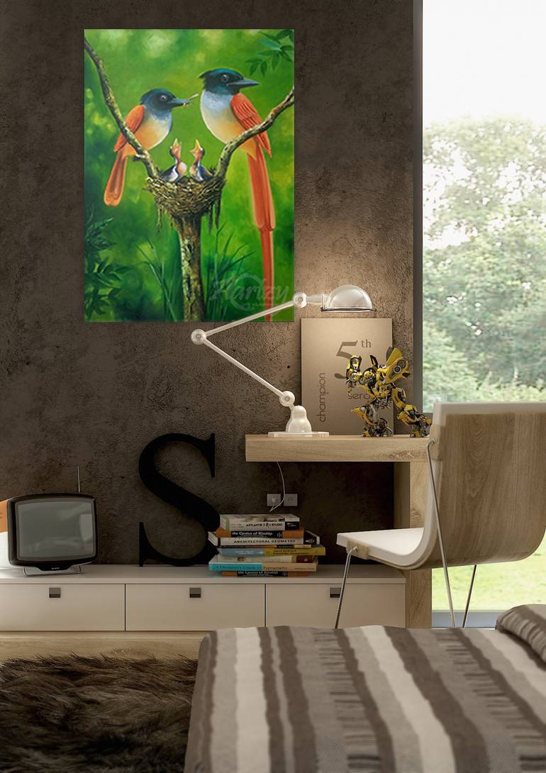 Original Art Deco Nature Painting by Wasantha Ranjan