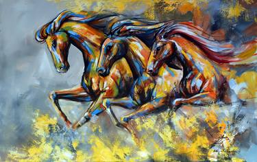 Print of Horse Paintings by Wasantha Ranjan