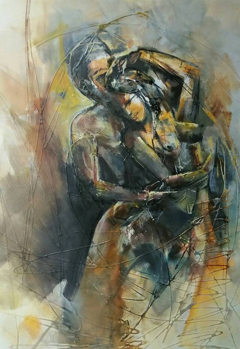 Original Love Painting by Wasantha Ranjan | Art Deco Art on Canvas | To You I Belong