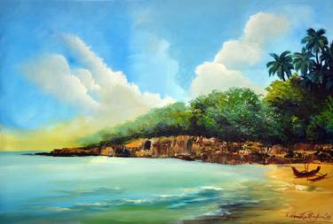 Print of Expressionism Seascape Paintings by Wasantha Ranjan
