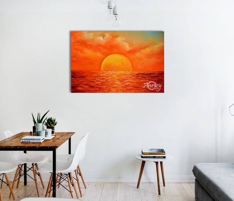 Original Art Deco Seascape Painting by Wasantha Ranjan