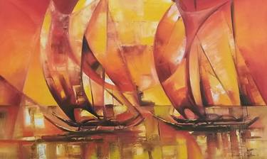 Print of Sailboat Paintings by Wasantha Ranjan