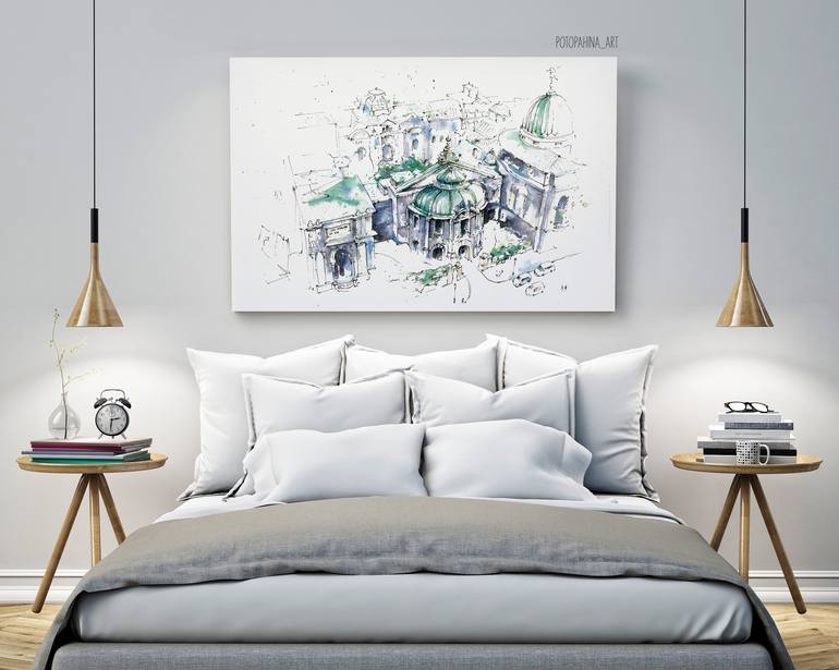 Original Art Deco Cities Painting by Ekaterina Potopahina