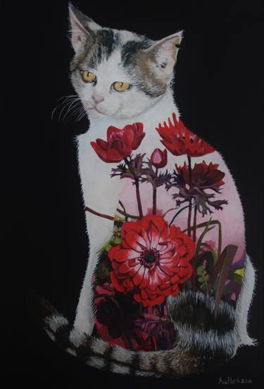 Original Art Deco Cats Paintings by Sue Flask