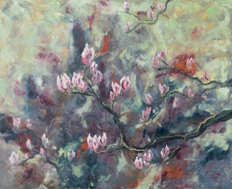 Magnolio, Magnolia tree Painting by David Faundez | Saatchi Art