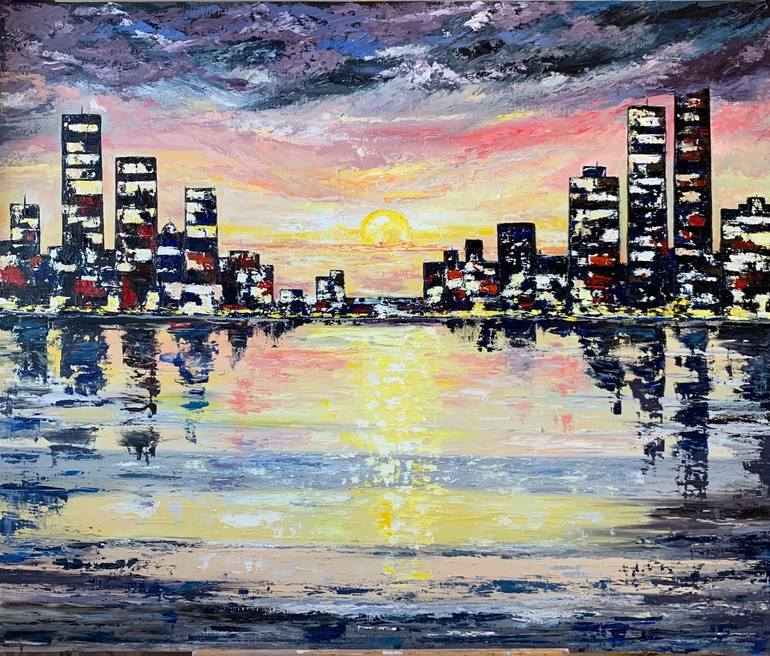 skyline abstract painting