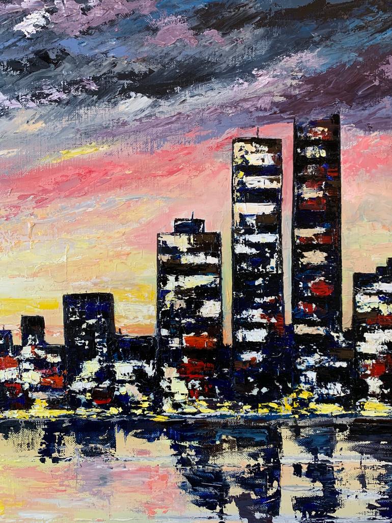 Original Abstract Cities Painting by Jasmine Hasmik Pahlevanyan