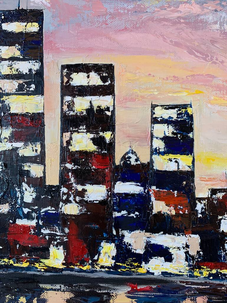 Original Abstract Cities Painting by Jasmine Hasmik Pahlevanyan