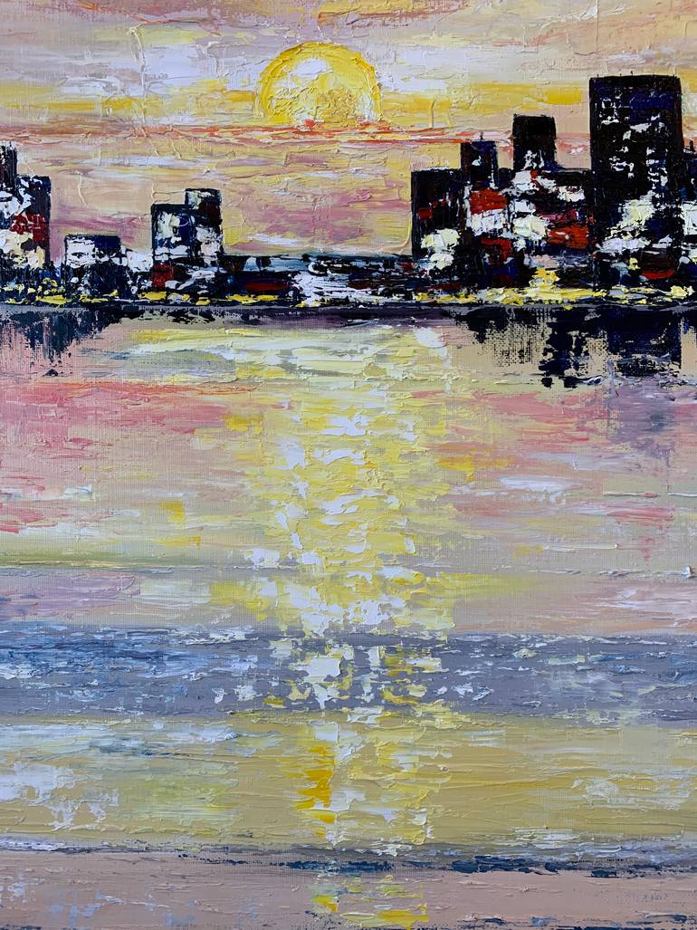 Original Abstract Cities Painting by Jasmine Hasmik Pahlevanyan