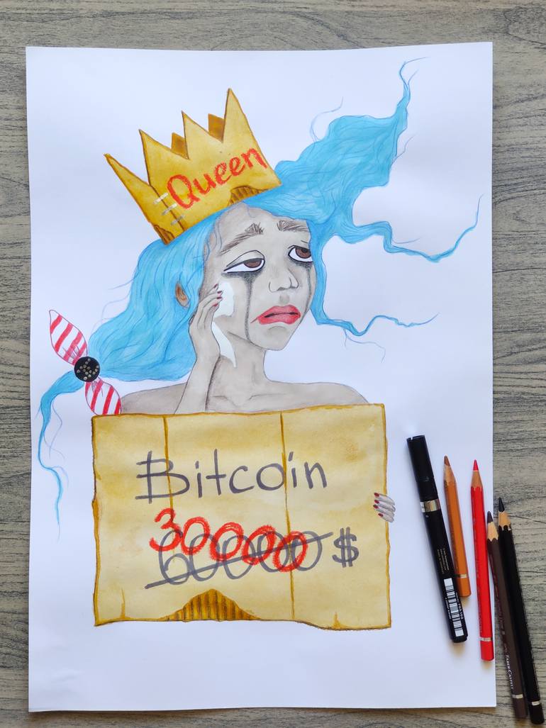 CRYPTO QUEEN - Bitcoin, binance, cripto art, royal, women, girl, baby, gift  ideas, design, decor, interior Painting by Lee Truka | Saatchi Art