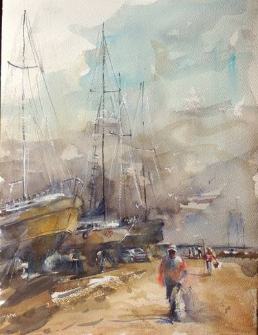 Sailing boats in Stormy weather thumb