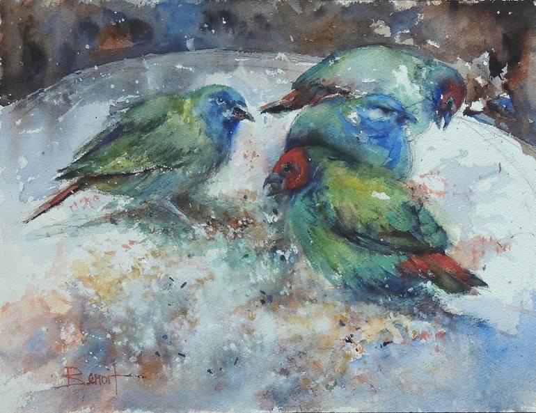 Original Nature Painting by Diann Benoit Jameyfield  Impressionism Art on Paper  Dinner Time