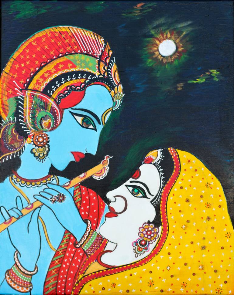 Radha & Krishna Painting by Sonali Das | Saatchi Art