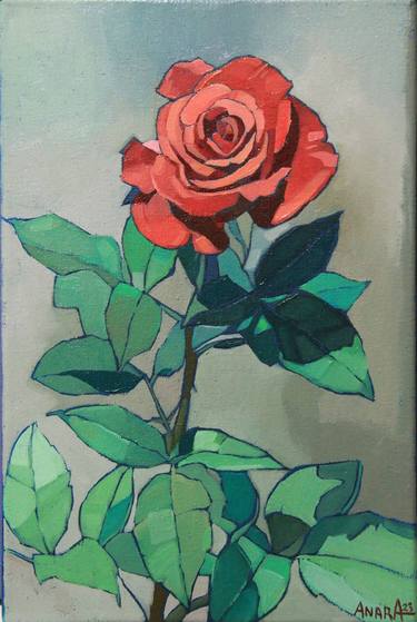 Print of Realism Floral Paintings by Anara Abzhanova