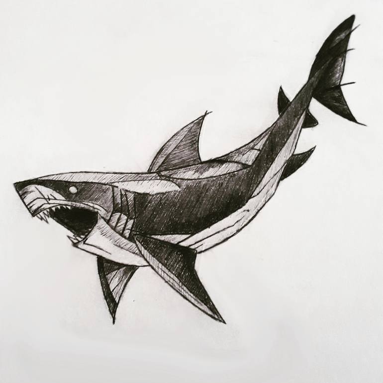 black and white shark tattoos