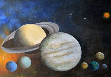 Print of Outer Space Paintings by Dilrukshi Chandrika