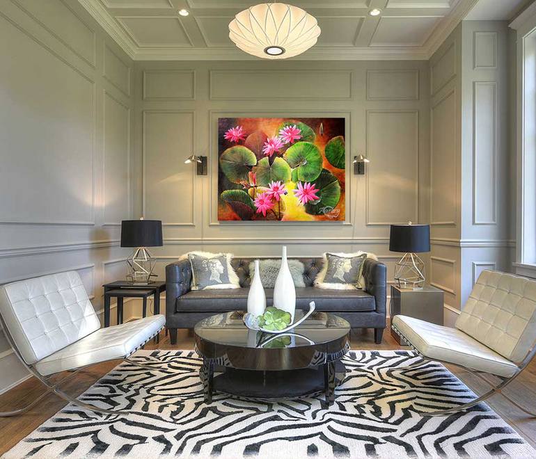 Original Art Deco Floral Painting by Dilrukshi Chandrika