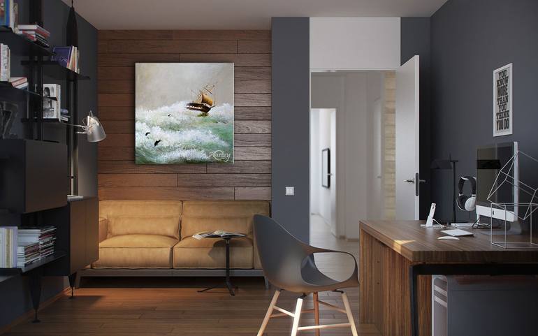 Original Art Deco Boat Painting by Dilrukshi Chandrika