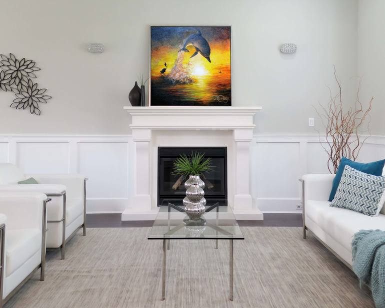 Original Art Deco Seascape Painting by Dilrukshi Chandrika