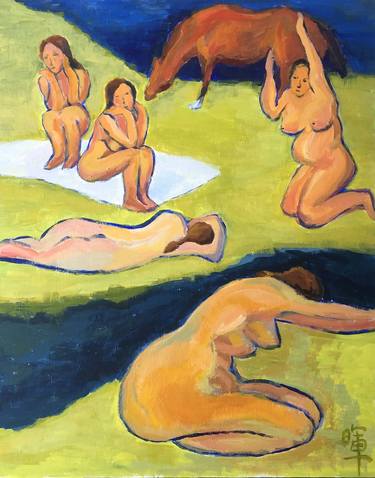 Original Abstract Expressionism Nude Paintings by Harriet Liu