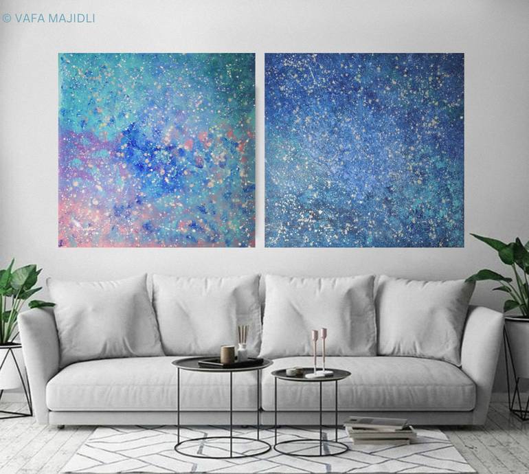 Original Abstract Expressionism Outer Space Painting by Vafa Majidli
