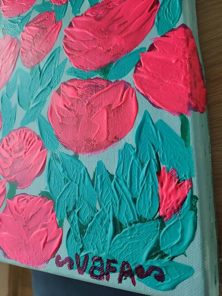 Original Art Deco Floral Painting by Vafa Majidli