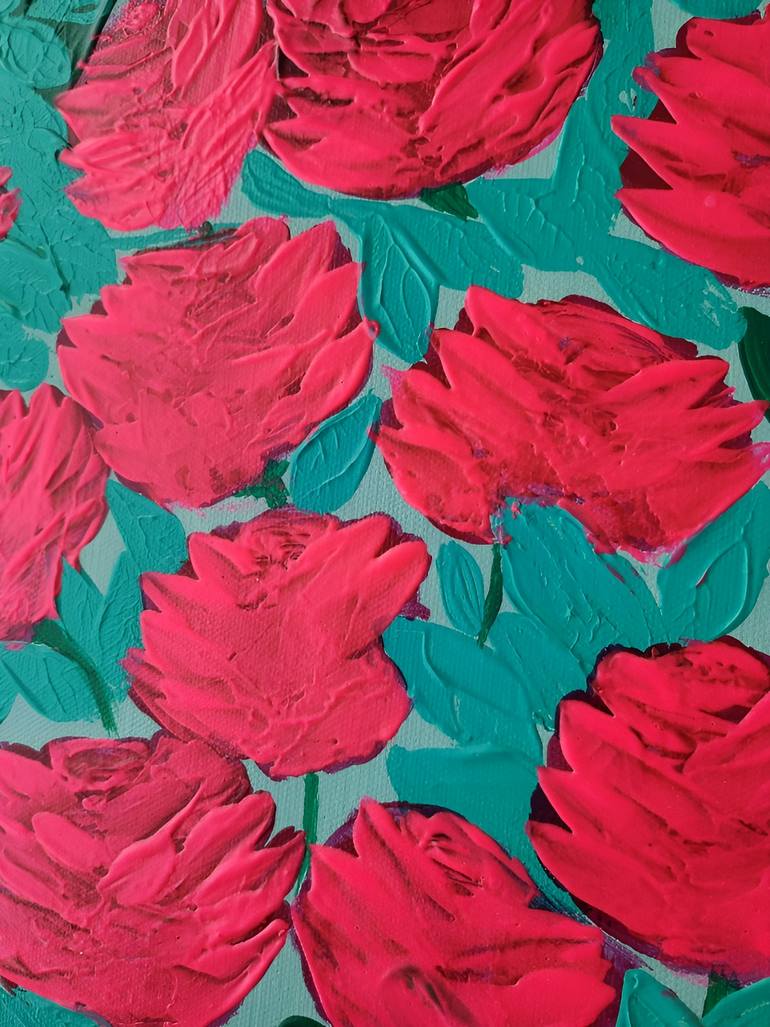Original Art Deco Floral Painting by Vafa Majidli