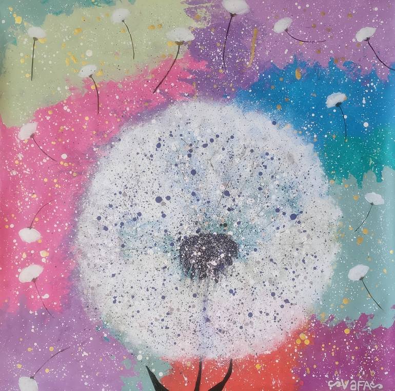 Original Abstract Floral Painting by Vafa Majidli