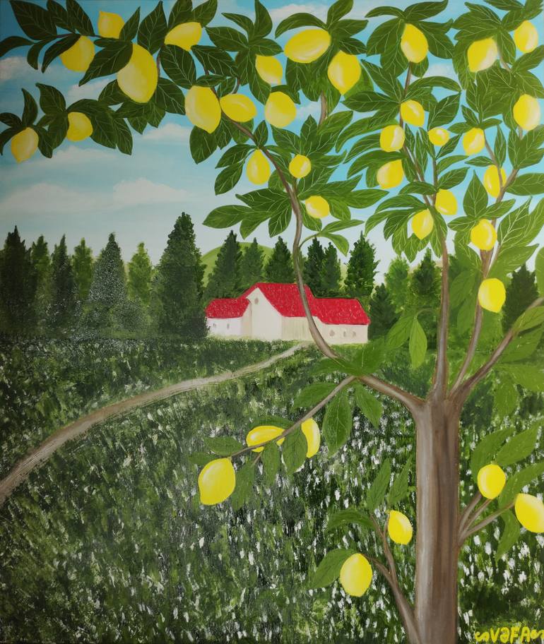 Original Color Field Painting Garden Painting by Vafa Majidli