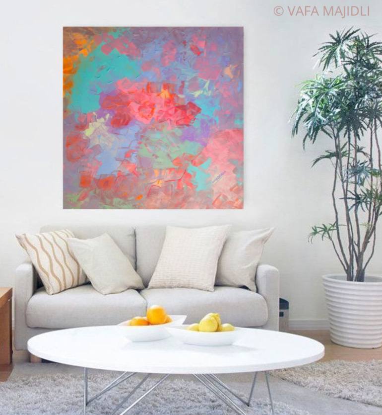 Original Abstract Expressionism Garden Painting by Vafa Majidli