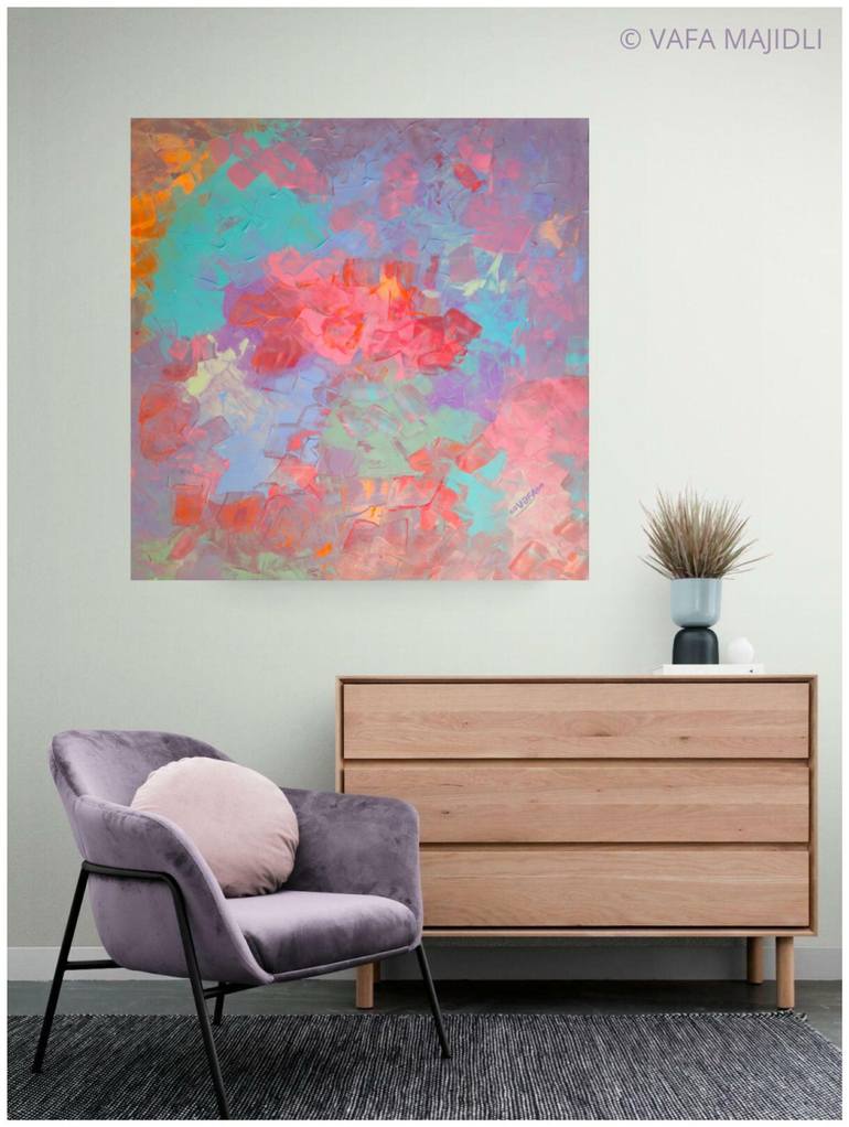 Original Abstract Expressionism Garden Painting by Vafa Majidli