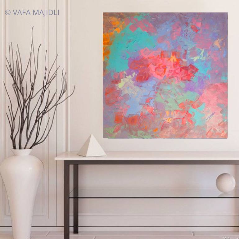 Original Abstract Expressionism Garden Painting by Vafa Majidli