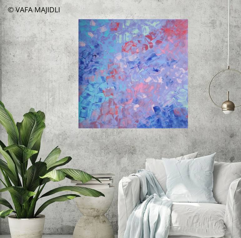 Original Abstract Expressionism Floral Painting by Vafa Majidli