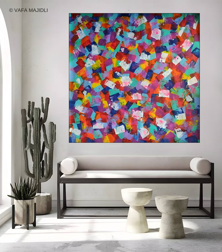 Original Abstract Expressionism Garden Painting by Vafa Majidli