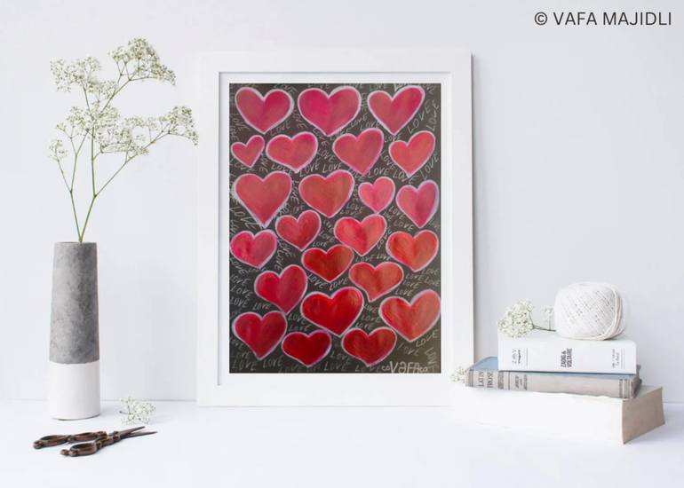 Original Abstract Expressionism Love Painting by Vafa Majidli