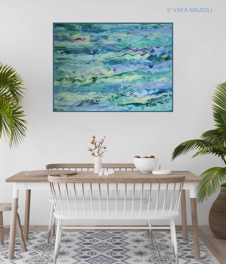 Original Abstract Expressionism Seascape Painting by Vafa Majidli