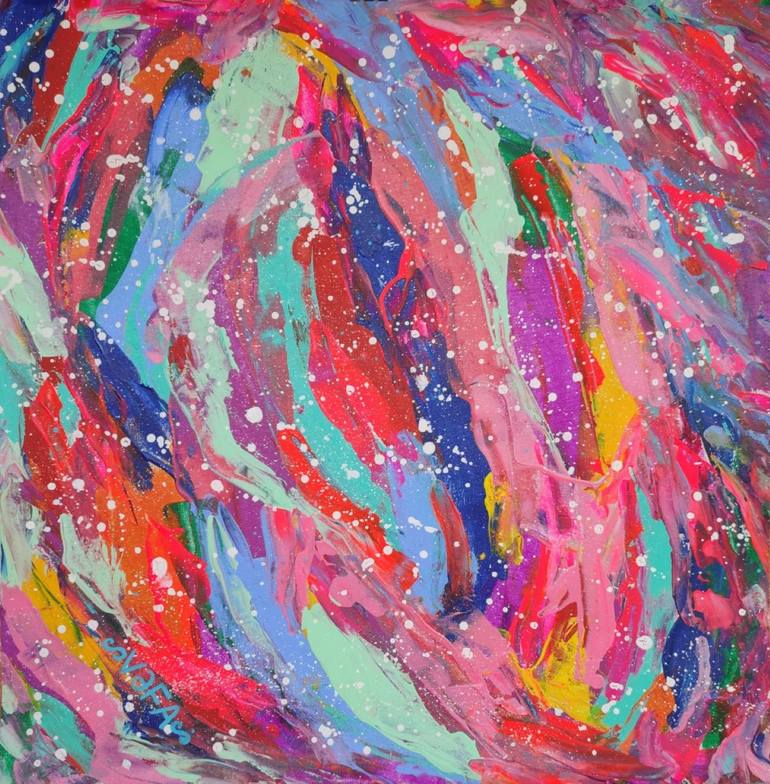 Original Abstract Expressionism Floral Painting by Vafa Majidli