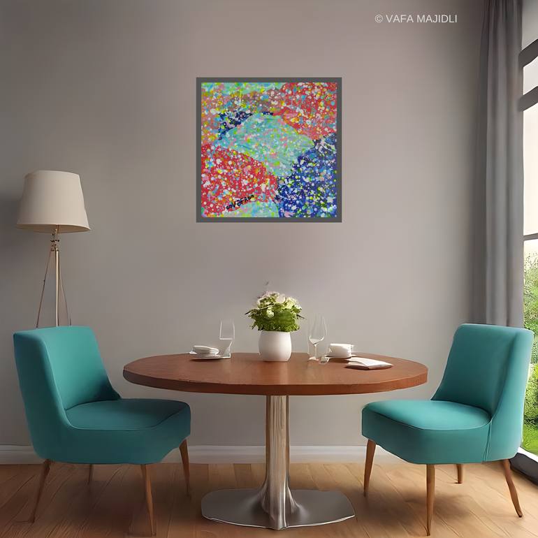 Original Abstract Expressionism Floral Painting by Vafa Majidli